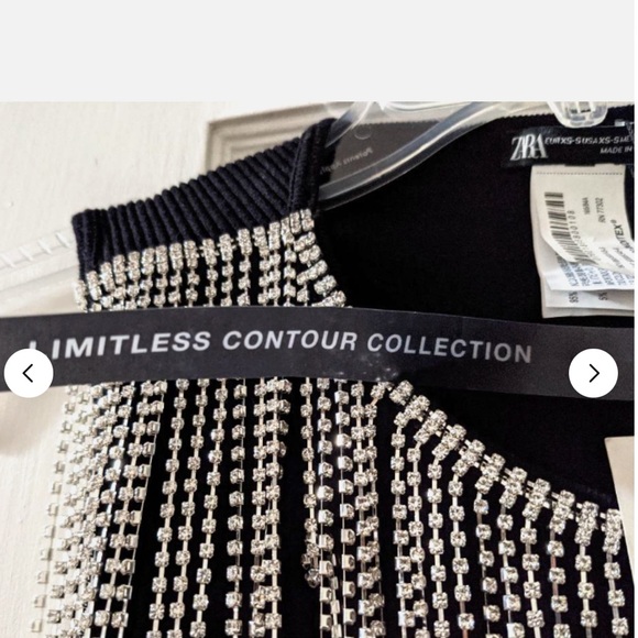 ZARA fringed seamless rhinestone black crop top size extra small/small - Picture 9 of 14